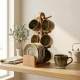 Coffee Cup and Saucer Set 6 Pcs With Wooden Stand
